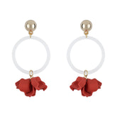 Scarlet Clear Ring Petal Earrings.